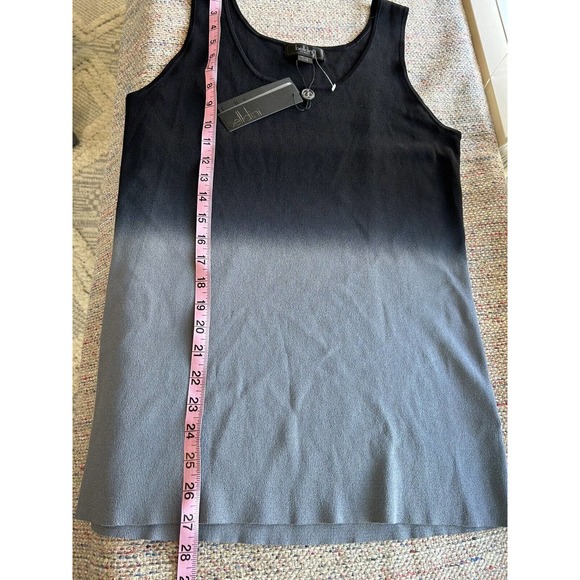 Belldini size Large black and gray Ribbed Sleeveless Tank Blouse Top new - Picture 7 of 8